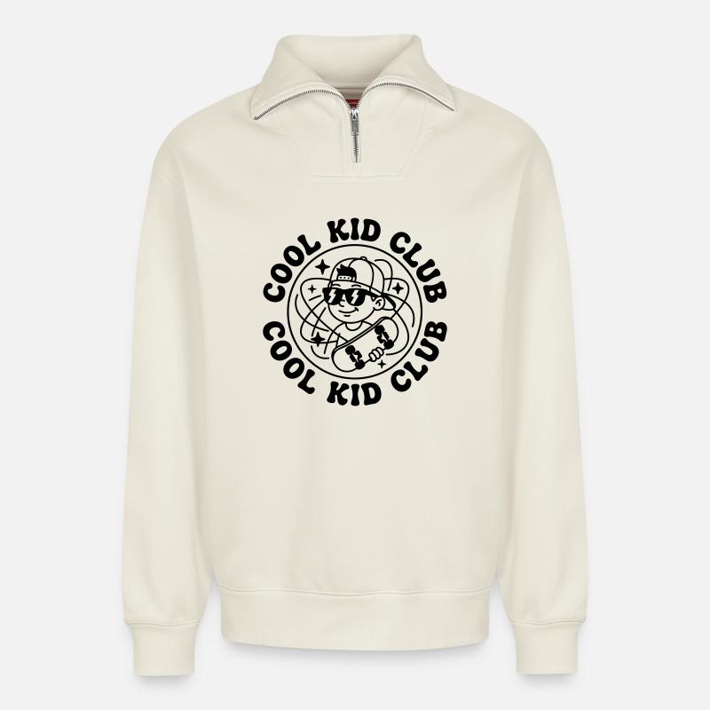 Coole Kids - Relaxed Unisex Organic Half Zip Sweatshirt – von SPREAD - Naturweiß