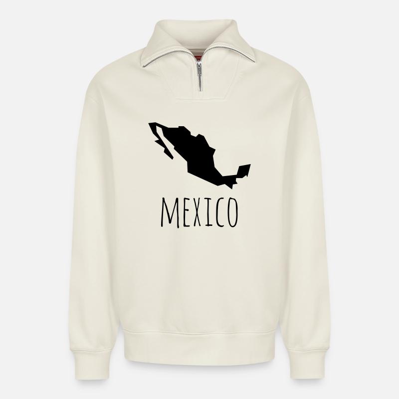 mexico - Relaxed Unisex Organic Half Zip Sweatshirt – von SPREAD - Naturweiß