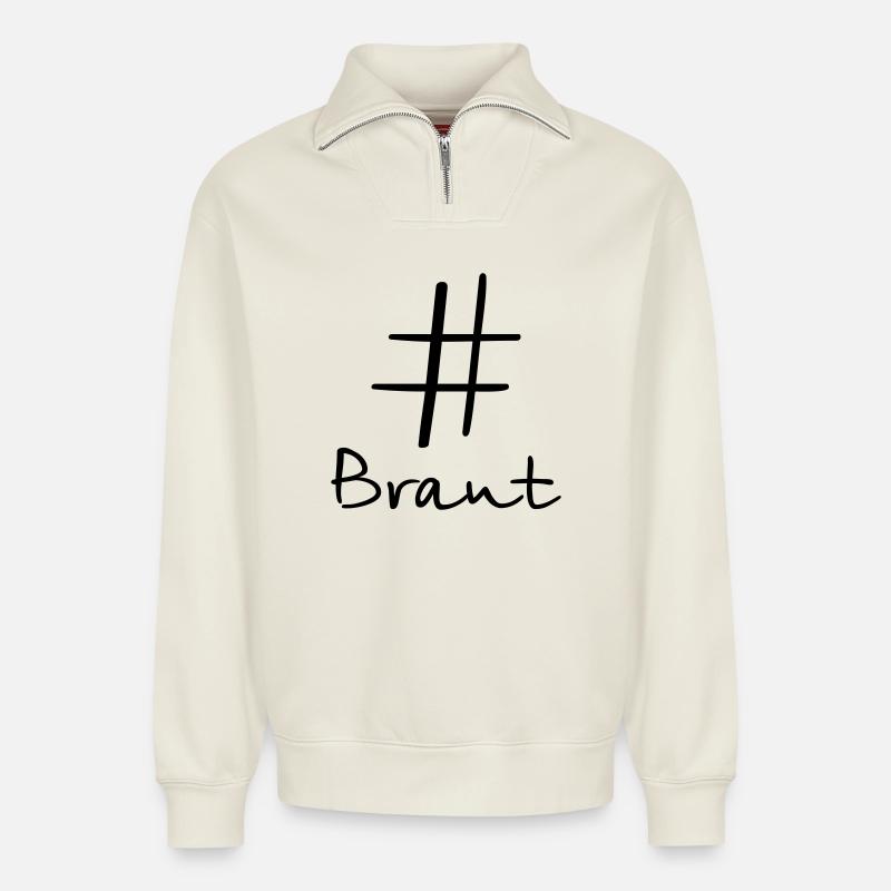 Soirée entre filles - Sweat unisexe décontracté en coton biologique à demi-zip – de SPREAD - blanc cassé