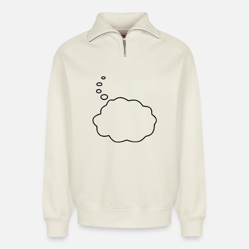 Speech Bubble / Sprechblase - Relaxed Unisex Organic Half Zip Sweatshirt – von SPREAD - Naturweiß