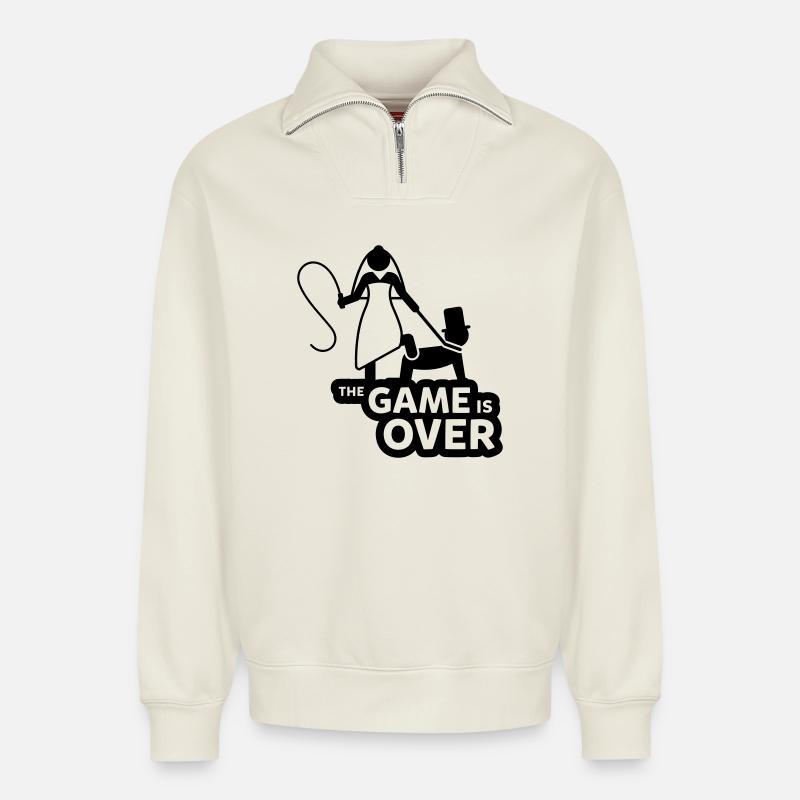 game over junggesellenabschied - Relaxed Unisex Organic Half Zip Sweatshirt – von SPREAD - Naturweiß