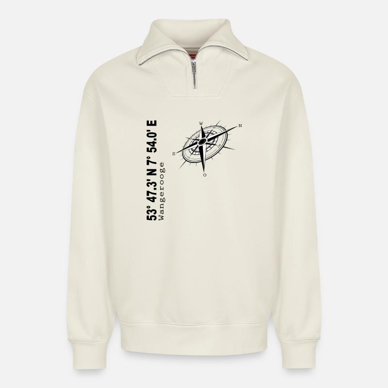 Wangerooge - Relaxed Unisex Organic Half Zip Sweatshirt – von SPREAD - Naturweiß