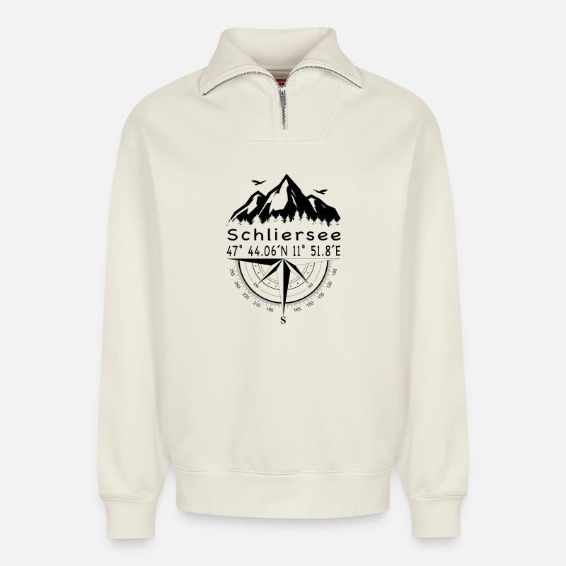 Schliersee - Relaxed Unisex Organic Half Zip Sweatshirt – von SPREAD - Naturweiß
