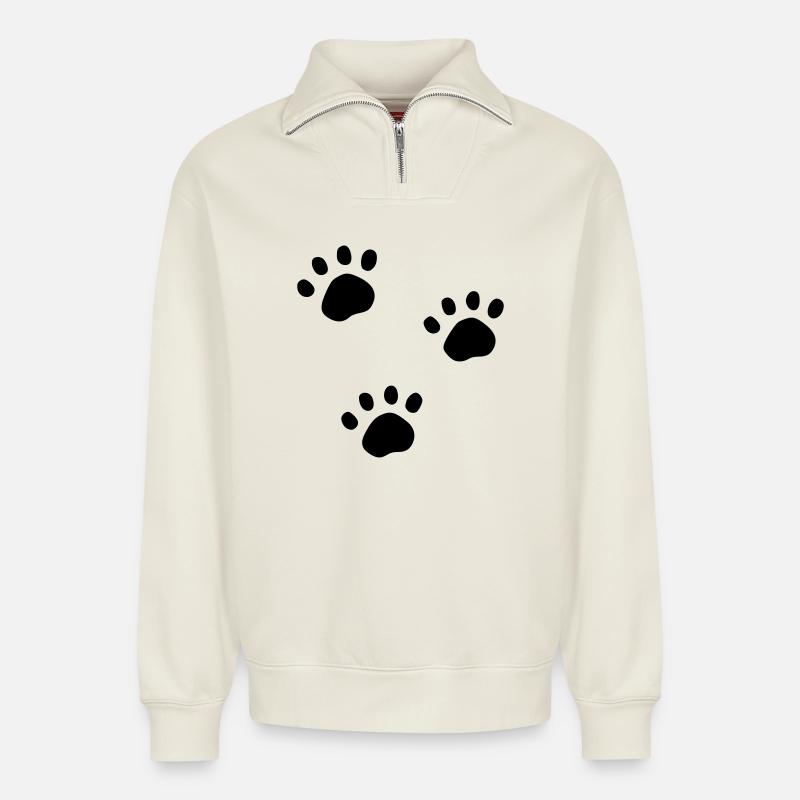 Traces - Sweat unisexe décontracté en coton biologique à demi-zip – de SPREAD - blanc cassé