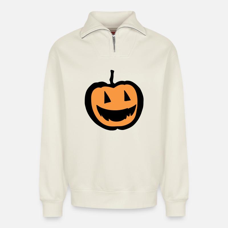 Halloween - Relaxed Unisex Organic Half Zip Sweatshirt – von SPREAD - Naturweiß