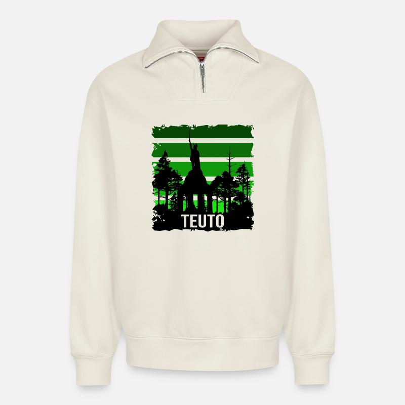 Teutoburger Wald - Relaxed Unisex Organic Half Zip Sweatshirt – von SPREAD - Naturweiß