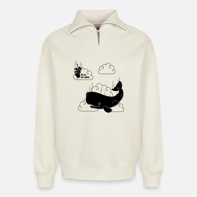 Petunia & Whale - Relaxed Unisex Organic Half Zip Sweatshirt – von SPREAD - Naturweiß