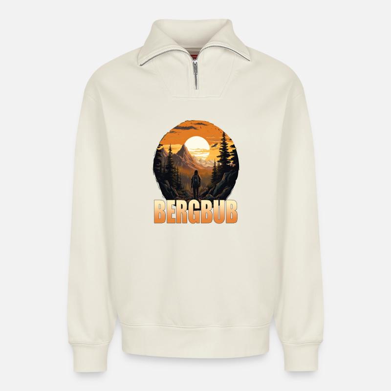 Bergbub - Relaxed Unisex Organic Half Zip Sweatshirt – von SPREAD - Naturweiß