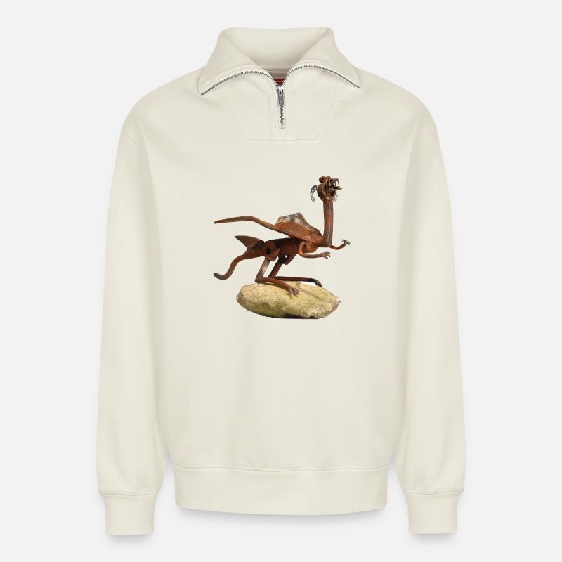 kite - Relaxed Unisex Organic Half Zip Sweatshirt – by SPREAD - off white