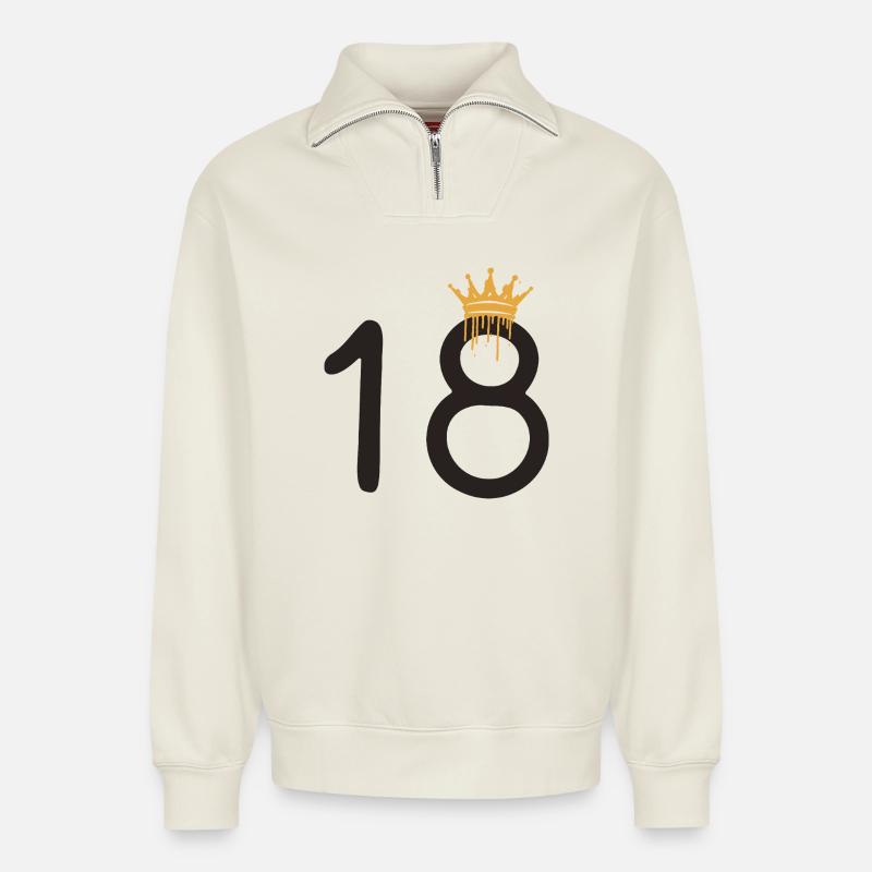 18 - Relaxed Unisex Organic Half Zip Sweatshirt – von SPREAD - Naturweiß