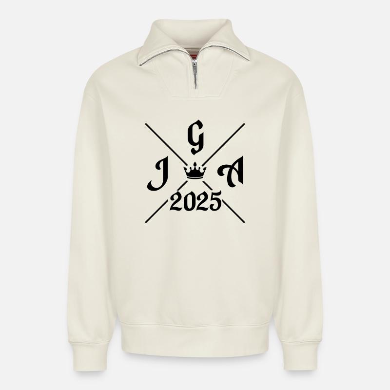 jga_2025 - Relaxed Unisex Organic Half Zip Sweatshirt – von SPREAD - Naturweiß