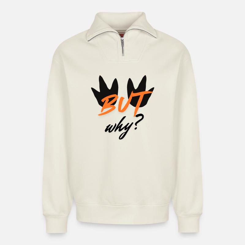 BUT Bold Blattenschrift Design - Relaxed Unisex Organic Half Zip Sweatshirt – von SPREAD - Naturweiß