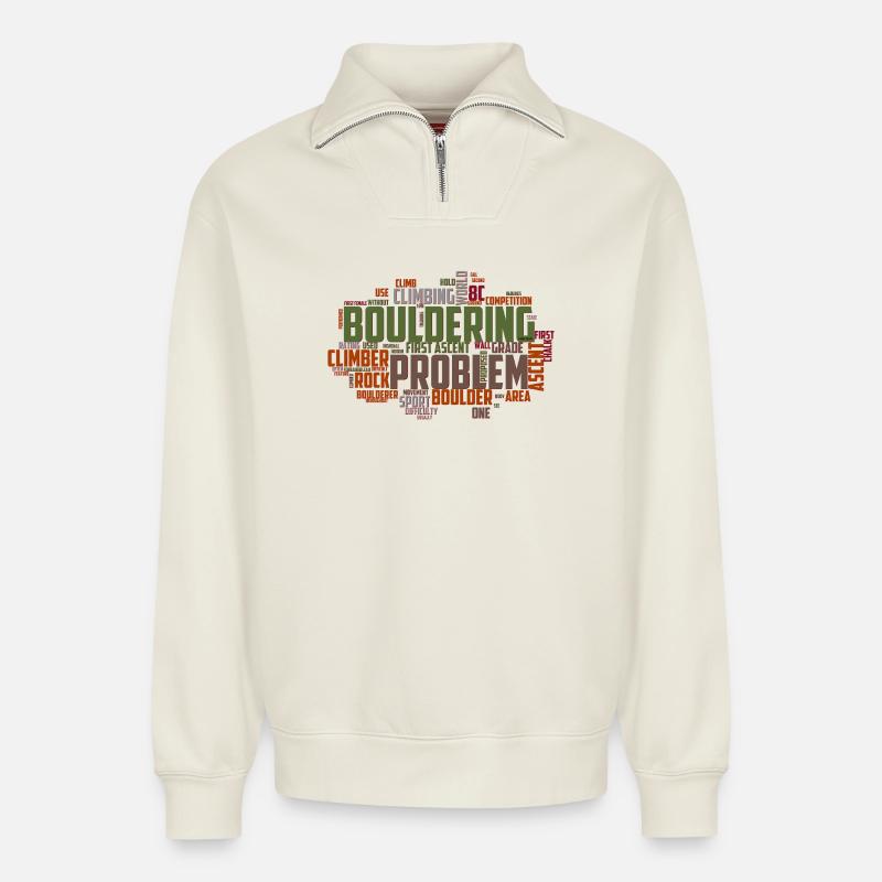 Boulder Word Cloud - Relaxed Unisex Organic Half Zip Sweatshirt – von SPREAD - Naturweiß