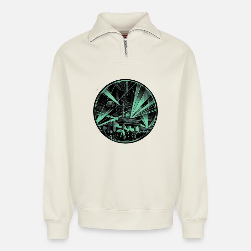Techno Generation Electro - Relaxed Unisex Organic Half Zip Sweatshirt – von SPREAD - Naturweiß