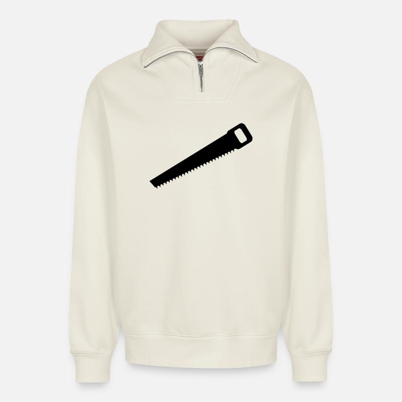 Handsäge - Relaxed Unisex Organic Half Zip Sweatshirt – von SPREAD - Naturweiß
