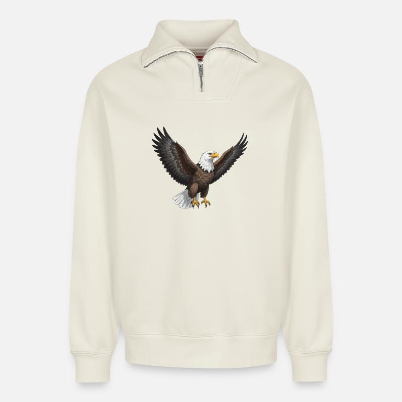 Seeadler Fischadler Raubvogel Geschenk  - Relaxed Unisex Organic Half Zip Sweatshirt – von SPREAD - Naturweiß