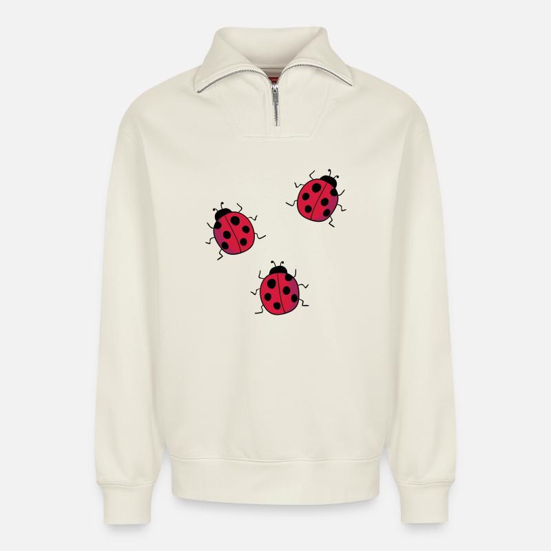 ladybug - Relaxed Unisex Organic Half Zip Sweatshirt – by SPREAD - off white