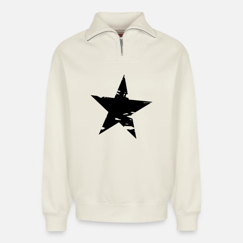 Stern - Relaxed Unisex Organic Half Zip Sweatshirt – von SPREAD - Naturweiß