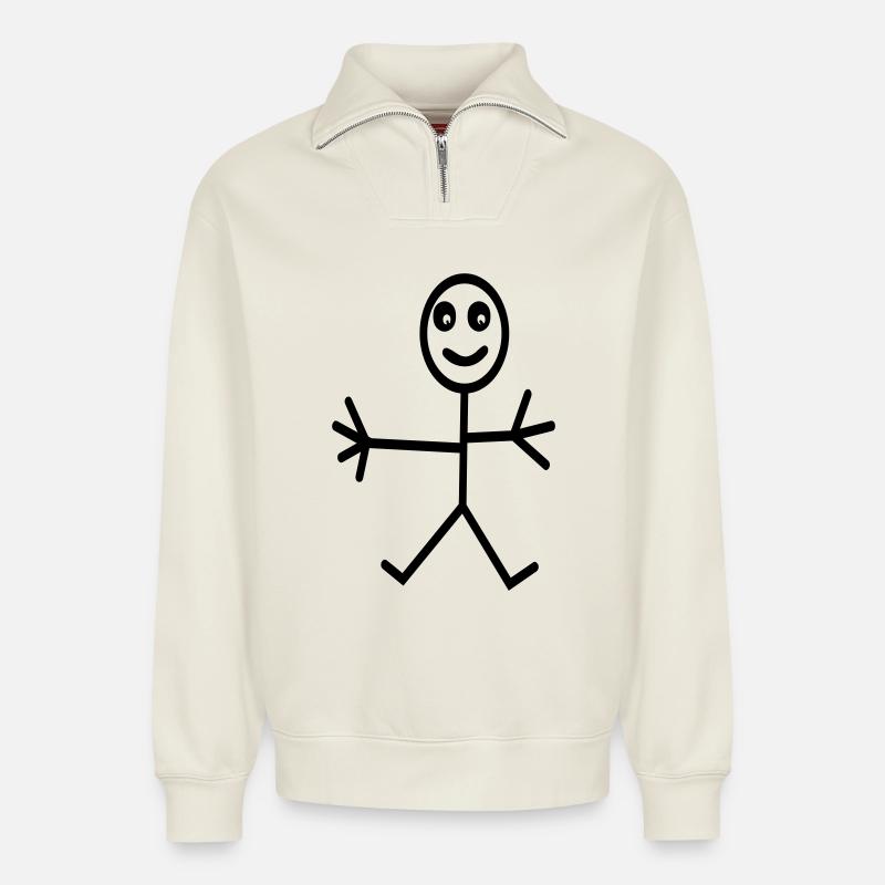 comic - Relaxed Unisex Organic Half Zip Sweatshirt – von SPREAD - Naturweiß