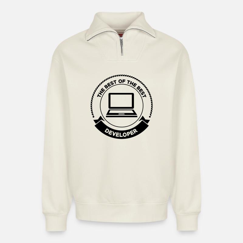 Developer - Relaxed Unisex Organic Half Zip Sweatshirt – by SPREAD - off white