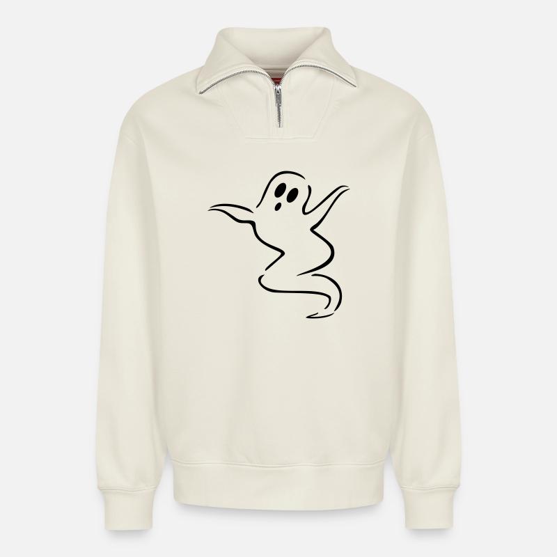 gespenst geist halloween - Relaxed Unisex Organic Half Zip Sweatshirt – von SPREAD - Naturweiß