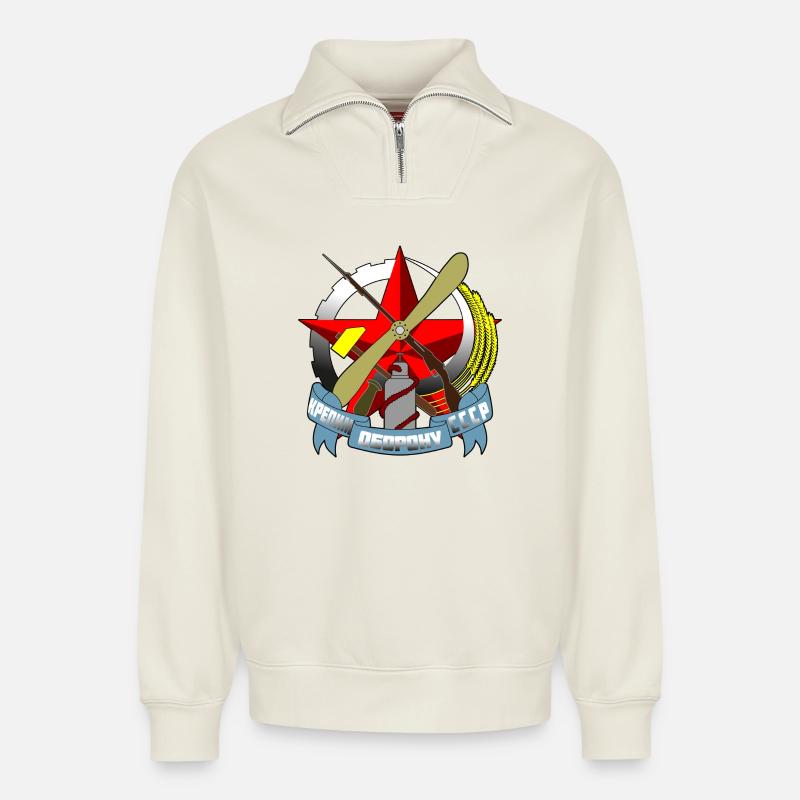 Russland - Relaxed Unisex Organic Half Zip Sweatshirt – von SPREAD - Naturweiß