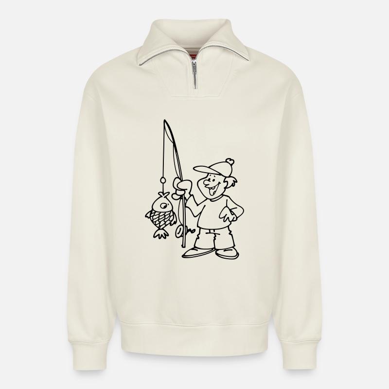 Fisherman - Relaxed Unisex Organic Half Zip Sweatshirt – by SPREAD - off white