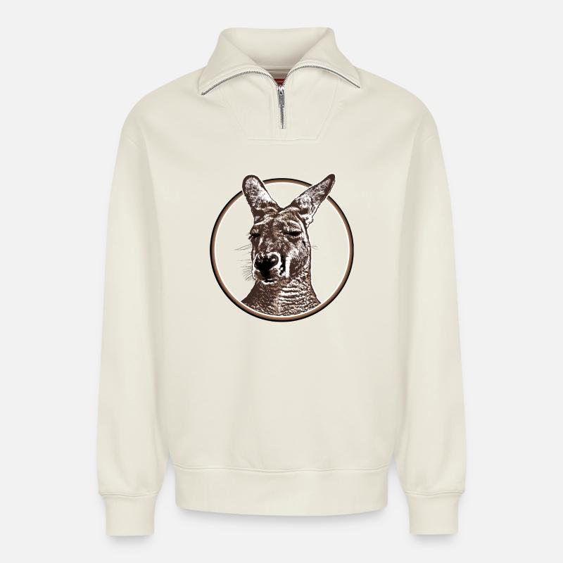 Kangurukopf - Relaxed Unisex Organic Half Zip Sweatshirt – von SPREAD - Naturweiß