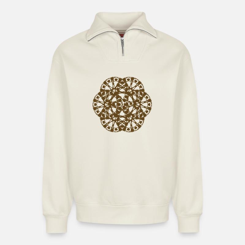 Random pattern RAD rotated - Relaxed Unisex Organic Half Zip Sweatshirt – by SPREAD - off white