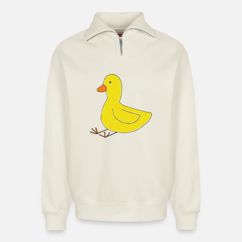 ente impressionismus - Relaxed Unisex Organic Half Zip Sweatshirt – von SPREAD - Naturweiß