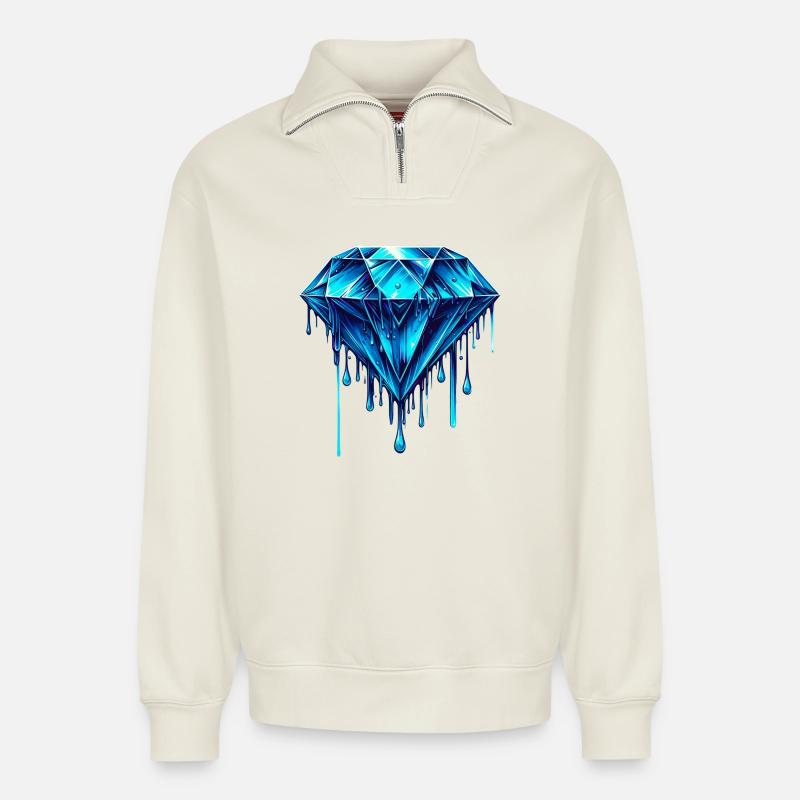 Diamond - Relaxed Unisex Organic Half Zip Sweatshirt – by SPREAD - off white