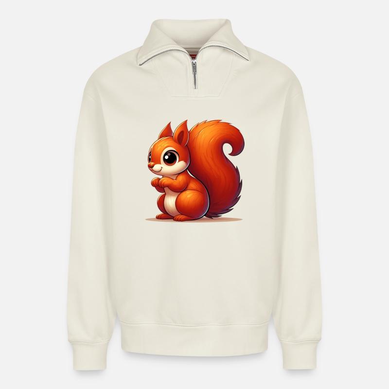 Eichhörnchen - Relaxed Unisex Organic Half Zip Sweatshirt – von SPREAD - Naturweiß