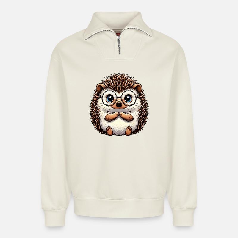 Igel - Relaxed Unisex Organic Half Zip Sweatshirt – von SPREAD - Naturweiß