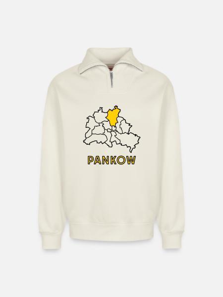 PANKOW, a district of Berlin - Relaxed Unisex Organic Half Zip Sweatshirt – by SPREAD - off white