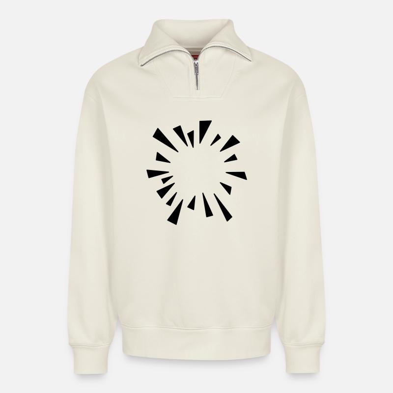Comic Effect Burst Balloon - Relaxed Unisex Organic Half Zip Sweatshirt – by SPREAD - off white