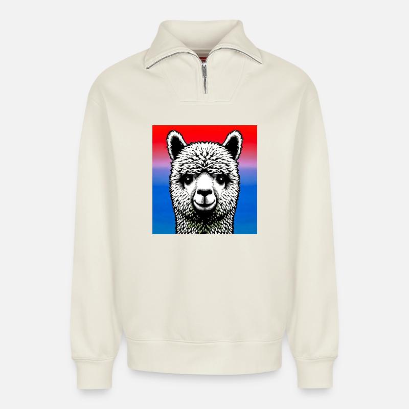 Alpaka - Relaxed Unisex Organic Half Zip Sweatshirt – von SPREAD - Naturweiß