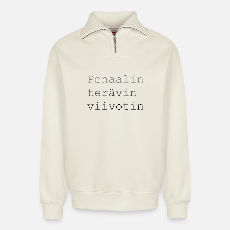 Sharpest - Relaxed Unisex Organic Half Zip Sweatshirt – by SPREAD - off white