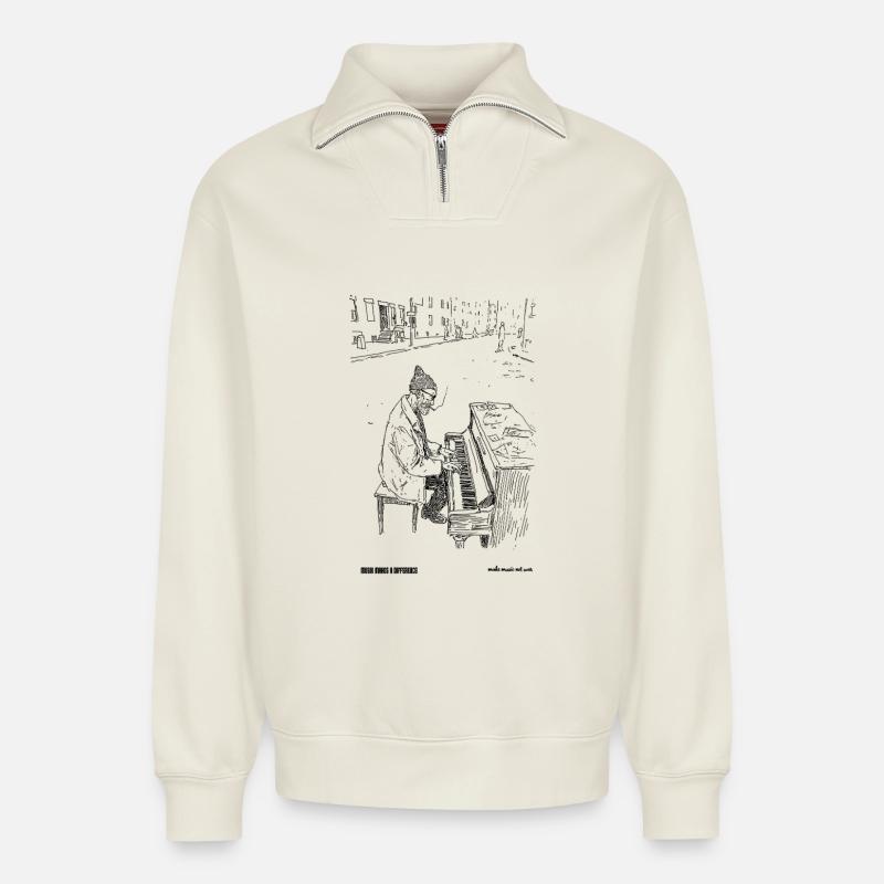 differnce - Relaxed Unisex Organic Half Zip Sweatshirt – von SPREAD - Naturweiß