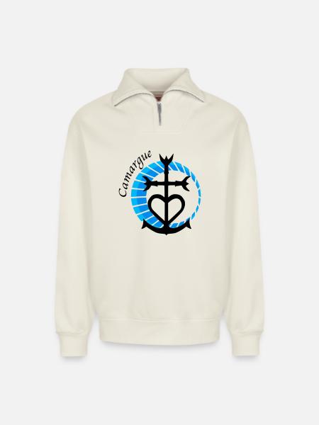 Camargue - Relaxed Unisex Organic Half Zip Sweatshirt – von SPREAD - Naturweiß