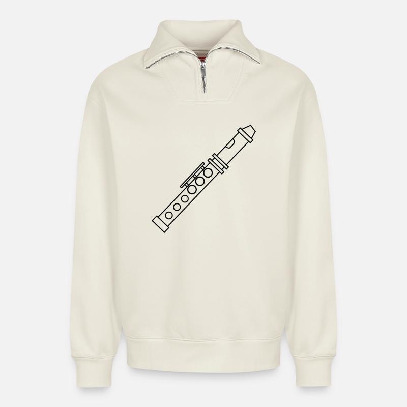 Flûte - Sweat unisexe décontracté en coton biologique à demi-zip – de SPREAD - blanc cassé