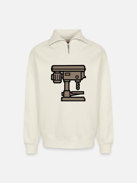 Stand Drill Tool Icon - Relaxed Unisex Organic Half Zip Sweatshirt – by SPREAD - off white