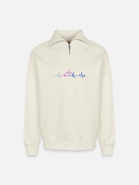 radfahrer - Relaxed Unisex Organic Half Zip Sweatshirt – von SPREAD - Naturweiß