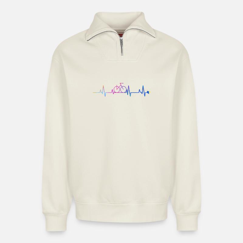 Cyclist - Relaxed Unisex Organic Half Zip Sweatshirt – by SPREAD - off white