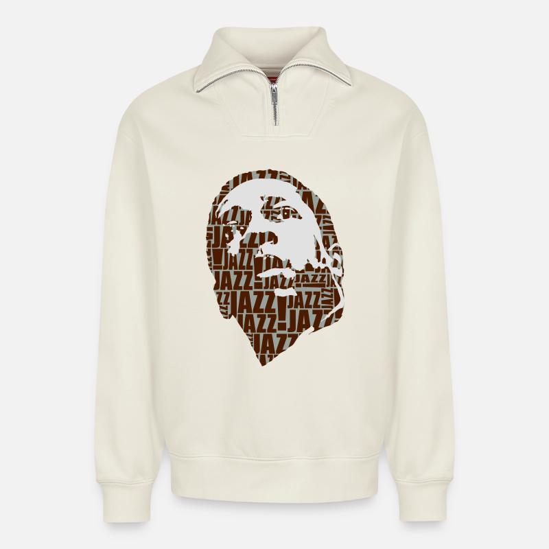 Jazz only flex - Relaxed Unisex Organic Half Zip Sweatshirt – von SPREAD - Naturweiß