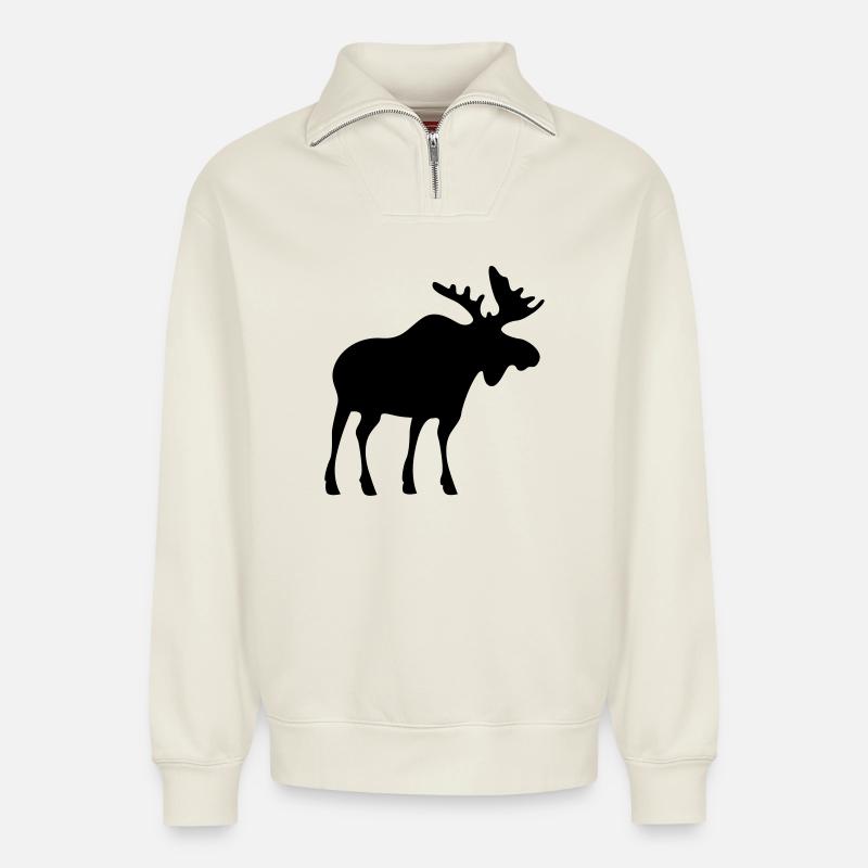 élan - Sweat unisexe décontracté en coton biologique à demi-zip – de SPREAD - blanc cassé