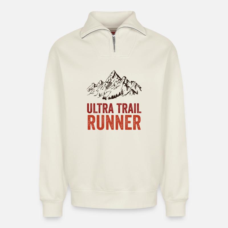 Ultra-Trailrunner - Relaxed Unisex Organic Half Zip Sweatshirt – von SPREAD - Naturweiß