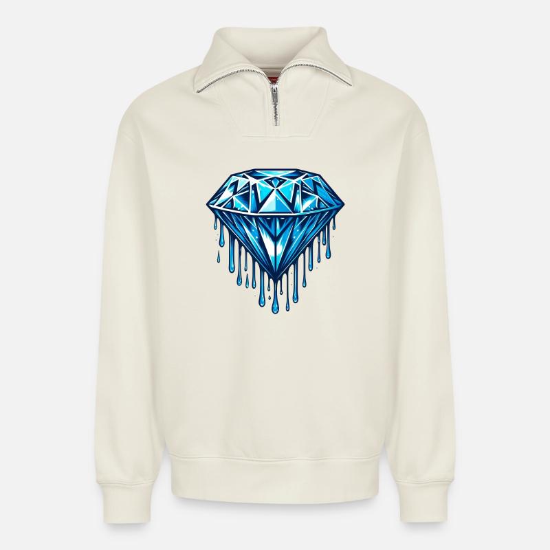 Diamant - Relaxed Unisex Organic Half Zip Sweatshirt – von SPREAD - Naturweiß