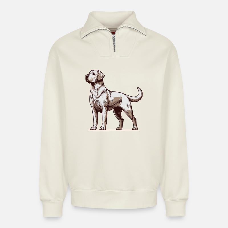 Labrador - Relaxed Unisex Organic Half Zip Sweatshirt – von SPREAD - Naturweiß