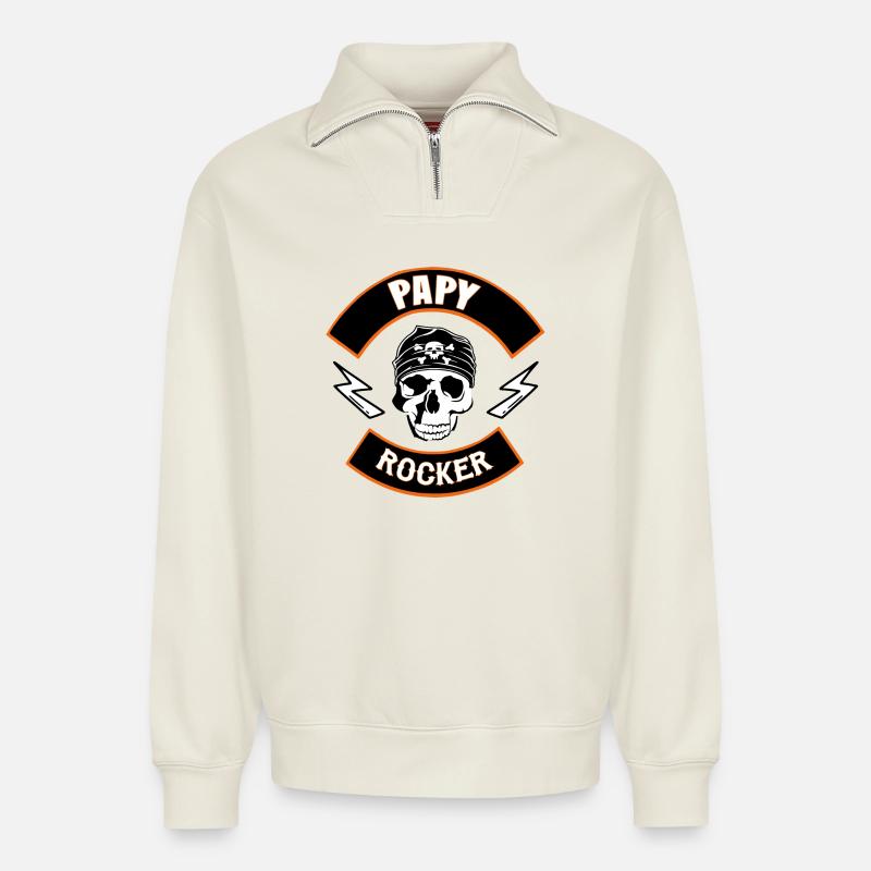 Opa Rocker - Relaxed Unisex Organic Half Zip Sweatshirt – von SPREAD - Naturweiß