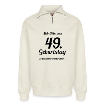 Passt seit 49 - Relaxed Unisex Organic Half Zip Sweatshirt – von SPREAD - Naturweiß - Vorne